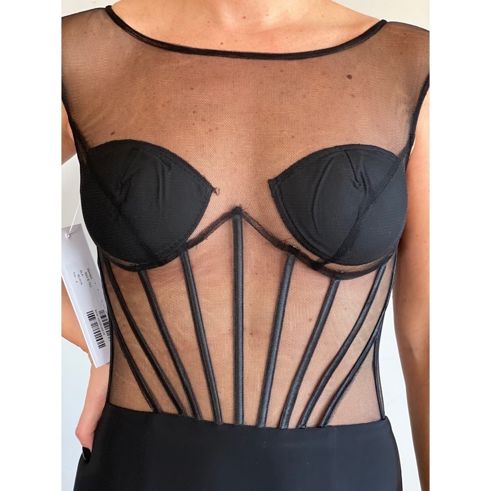 Jovani Stunning Black Sheer Corseted Gown - Picture 3 of 4